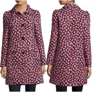 Kate Spade Quilted Puffer Jacket XS Rose Pink Black Floral Academia Prep Coat